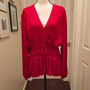 White House Black Market Vibrant Red Blouse Medium